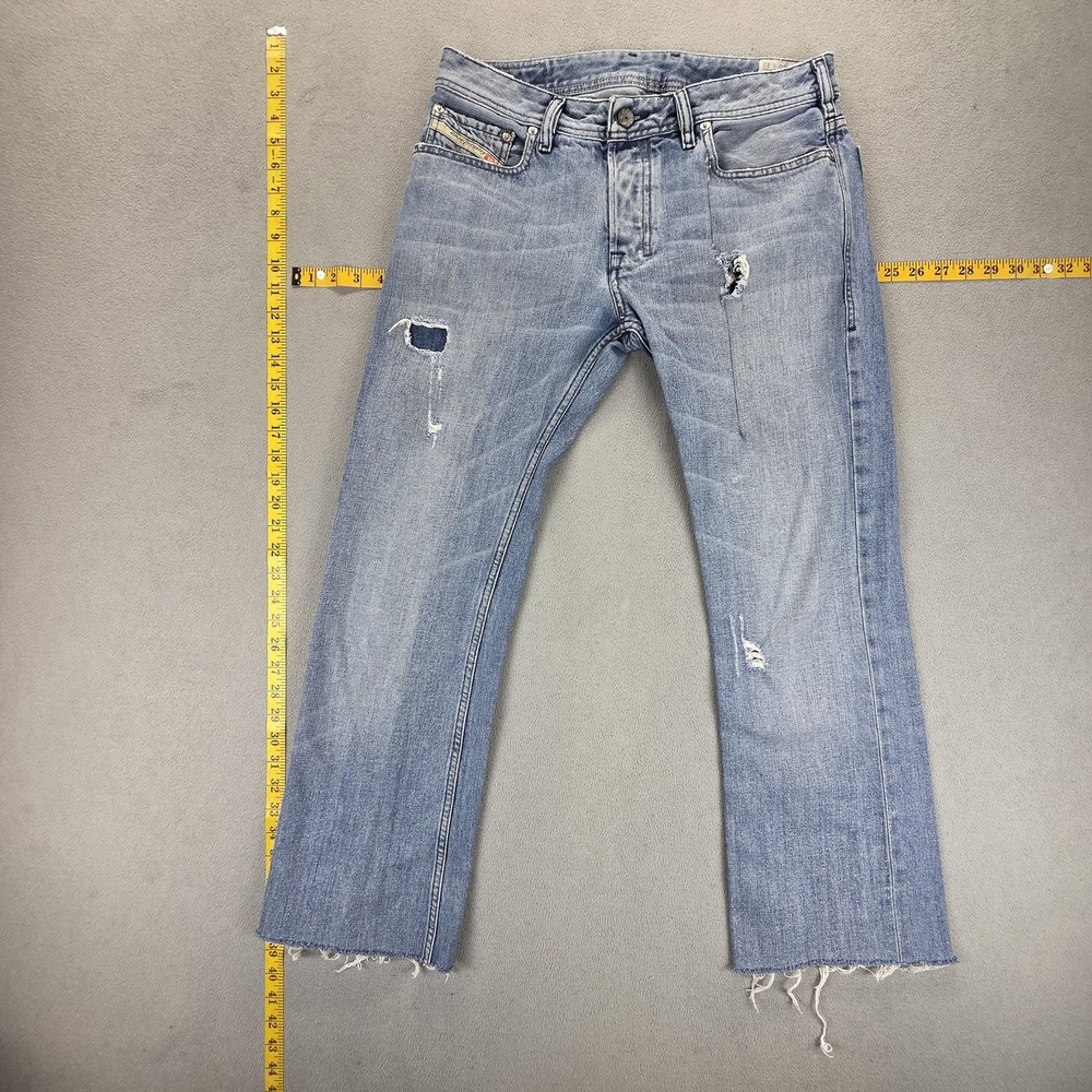 Diesel Jeans Mens 30x32 Blue Zatiny Altered Raw Hem Bootcut Button Fly 008TL‎